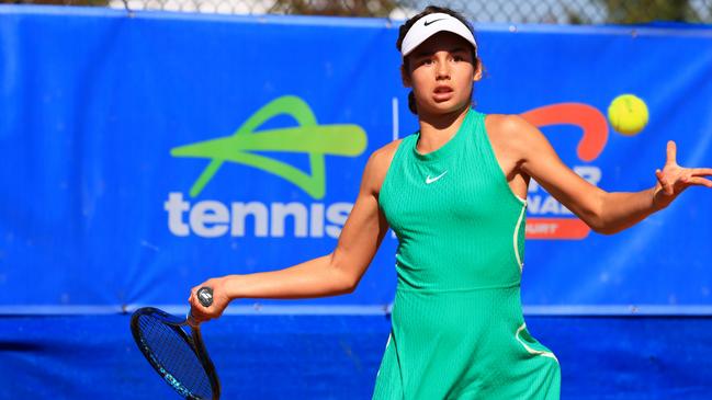 April 16: Ana Maric (VIC) during the 2024 12U and 14U Australian Claycourt Championships at Tennis World in Lyneham, Canberra on Tuesday, April 16, 2024. Photo by TENNIS AUSTRALIA/ ANASTASIA KACHALKOVA