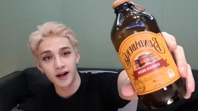 Stray Kids band member Bang Chan shares a bottle of Bundaberg Brewed Drinks Ginger Beer with those joining him on his ‘Chan’s Room’ Vlog.