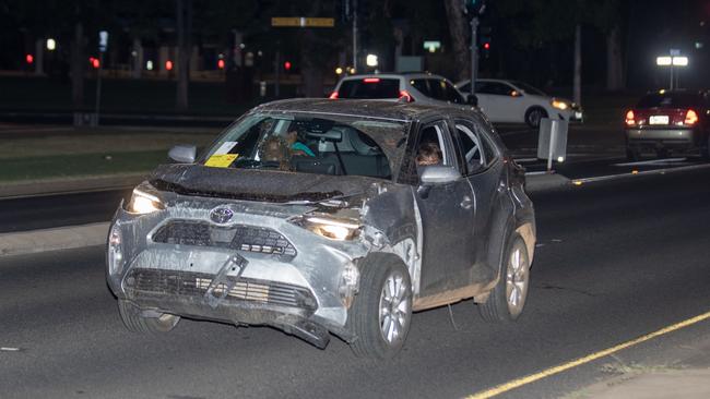 Children of Alice Springs, aged 10, 11 and 13, take a stolen Toyota RAV4 for a joy ride in the streets in February. Picture: Liam Mendes