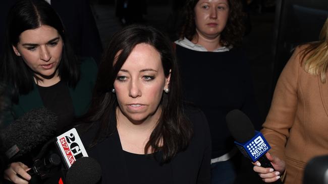 Kaila Murnain leaves The NSW Independent Commission Against Corruption (ICAC) hearing yesterday. Picture: AAP.