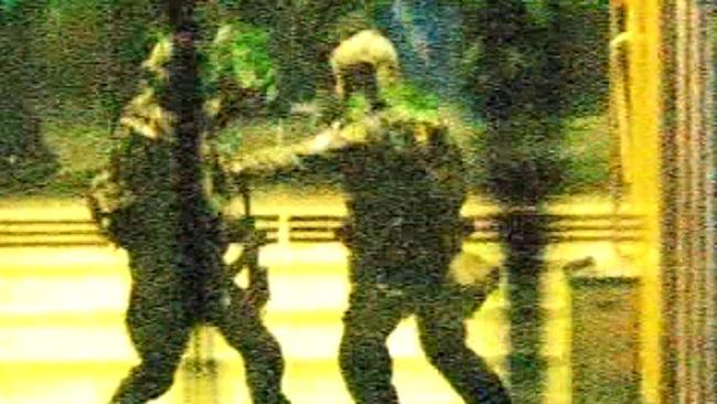 Video shot during the stand-off shows police in Martin Place.