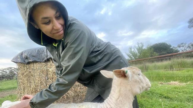 Tina Quinn with her pet farm animals. Picture: Facebook