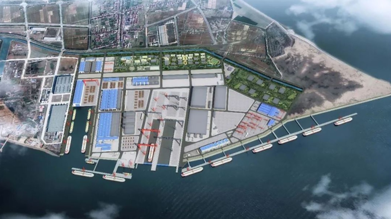 Jiangnan shipyard in Shandong is building a new 240ha aircraft carrier construction facility. Picture: Jiangnan Shipyards