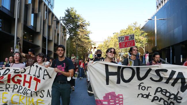 Young tenants protest against rent increases in 2023: rents have risen at a record pace since Covid-era border restrictions ended in 2022. Picture: Lisa Maree Williams/Getty Images