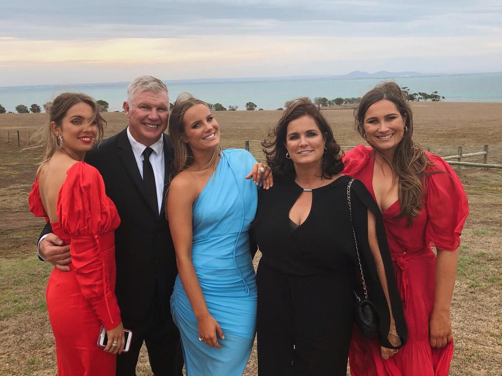 Danny Frawley with wife Anita and daughters Chelsea, Keeley and Danielle. Picture: Facebook