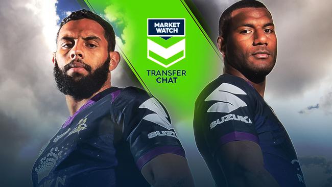 Suliasi Vunivalu and Josh Addo-Carr from the Storm.