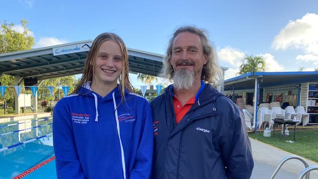 Mikhaila Flint with her Cannons coach Mark Erickson