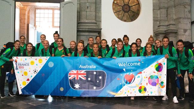 The Matildas arrive at Valenciennes ahead of the Women's World Cup. Picture: Twitter