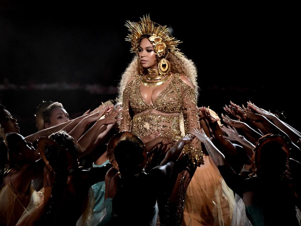 Beyonce performs onstage during The 59th GRAMMY Awards at STAPLES Center on February 12, 2017 in Los Angeles, California. Picture: Getty