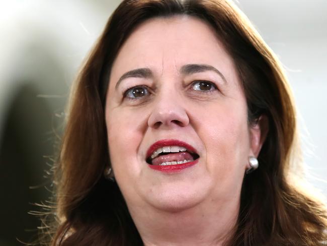 BRISBANE, AUSTRALIA - JUNE 16: Queensland Premier Annastacia Palaszczuk speaks during a press conference on June 16, 2020 in Brisbane, Australia. No new cases of coronavirus were recorded in Queensland overnight. There are currently five active cases across the state with 1065 total cases since the COVID-19 pandemic began. (Photo by Jono Searle/Getty Images)