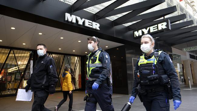 Police officers on patrol in Melbourne CBD. Picture: NCA NewsWire/David Geraghty