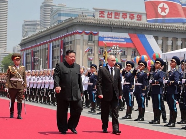 Kim Jung Un with Russia's Vladimir Putin in Pyongyang. AFP