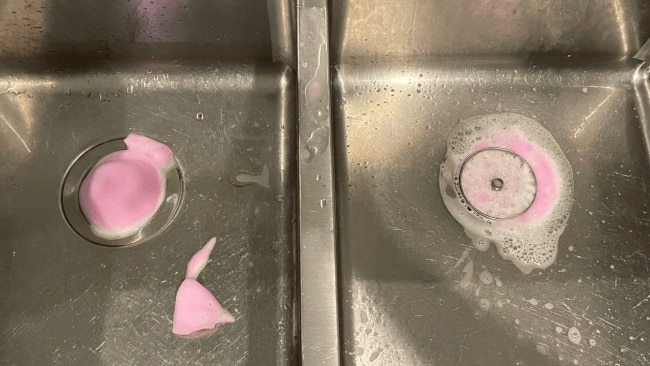 The pink foam coming out of the drain is so satisfying to watch. Image: Supplied