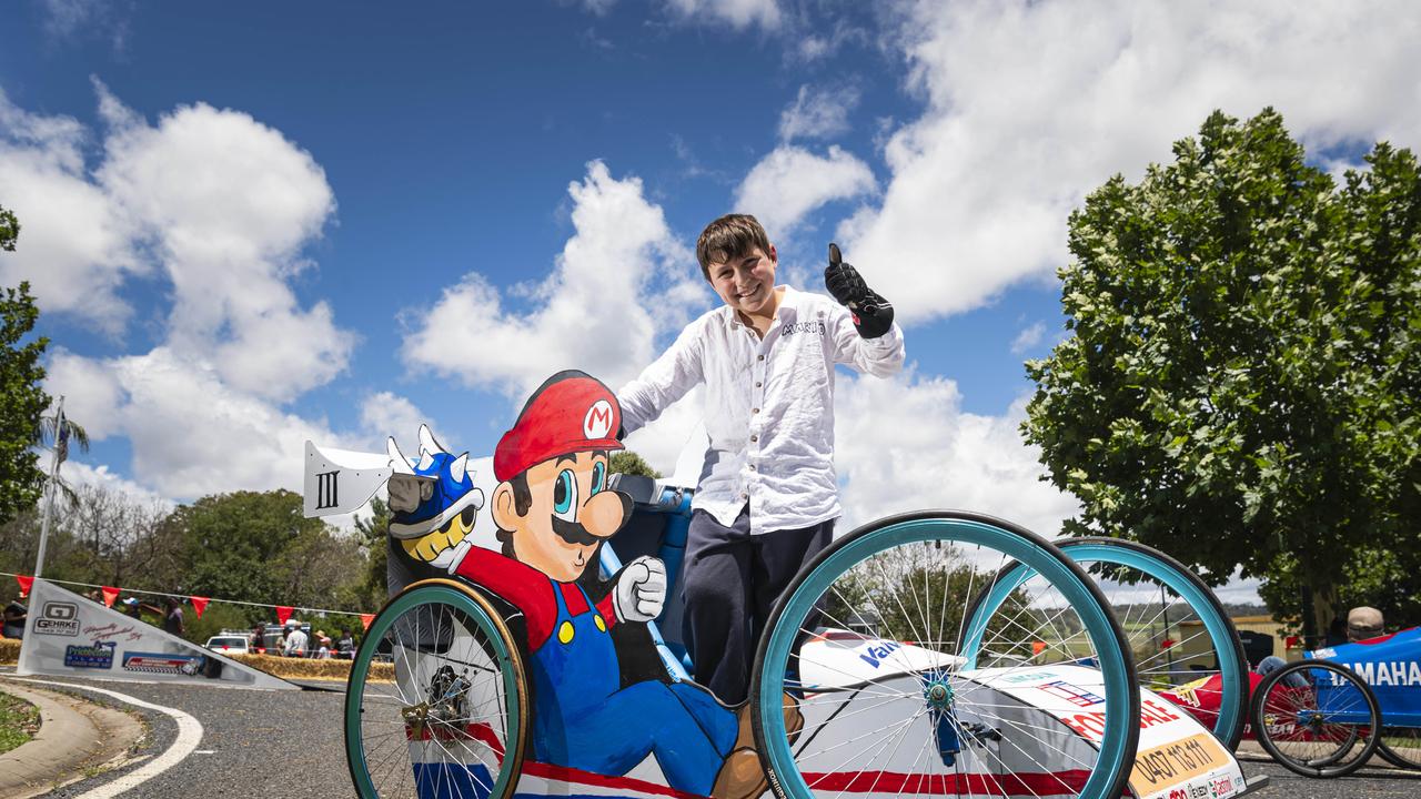 Lincoln Biagioni with his Mario Kart at the Greenmount Billy Kart Challenge, Saturday, November 23, 2024. Picture: Kevin Farmer