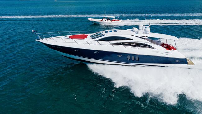 72ft Sunseeker Predator ‘Vanish’ will be one of two six-star superyachts for charter on the Gold Coast. Picture: Supplied