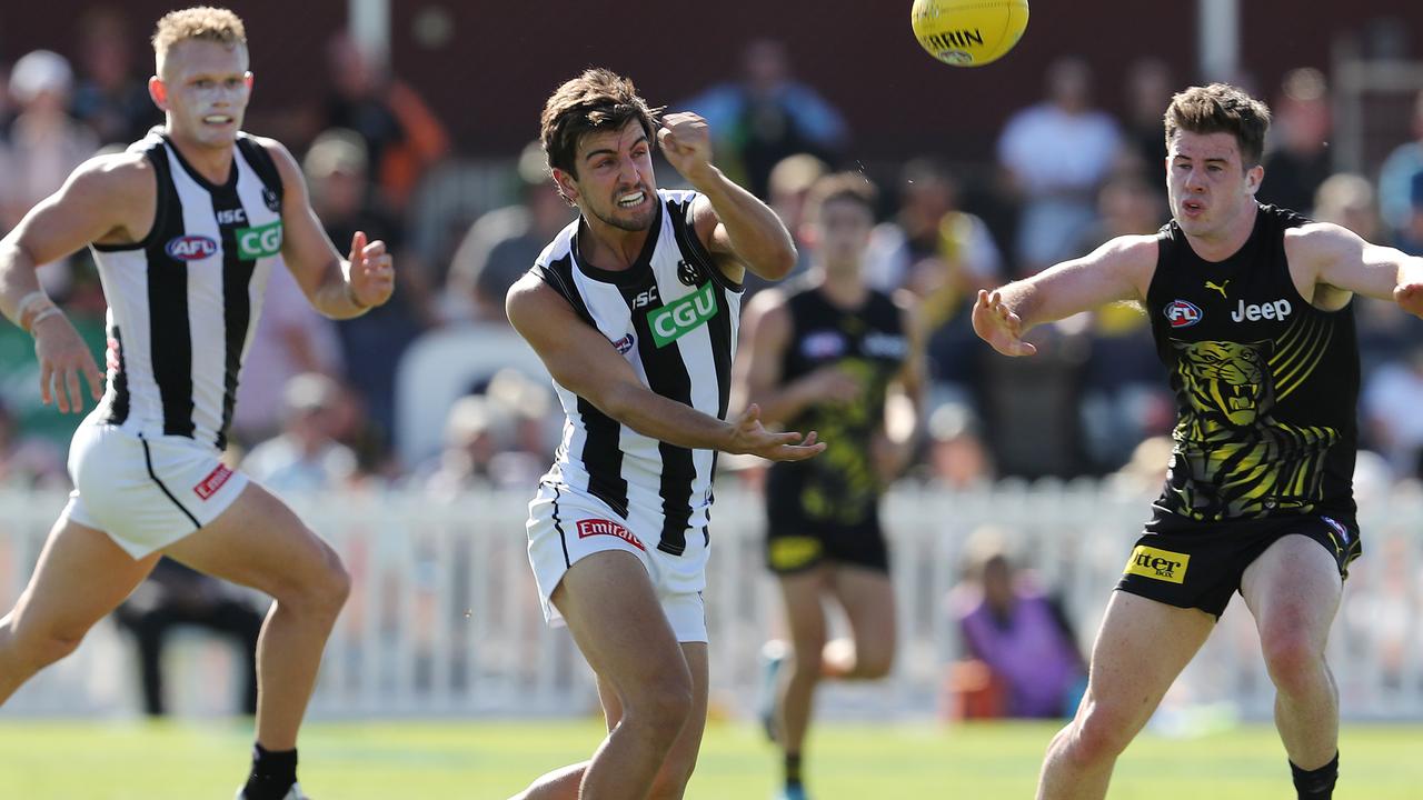 Josh Daicos produced an eye-catching display for the Magpies. Picture: Michael Klein