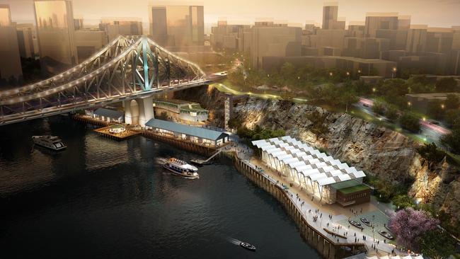 An artist’s impression of the Howard Smith Wharves development which is transforming the riverfront under Story Bridge.