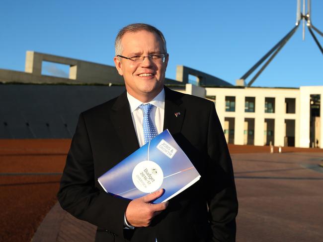 Scott Morrison seems very pleased with his Budget, but not everyone agrees. Picture: Kym Smith