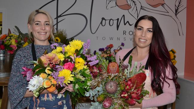 The Bloom Room operators Jess Baker and Natalie Burns in their new shop in Otto's Market at The Precinct in Idalia.