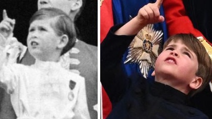 Royalists are raving over these images captured 70 years apart. Picture: Twitter @CourtierRoyal / Getty Images