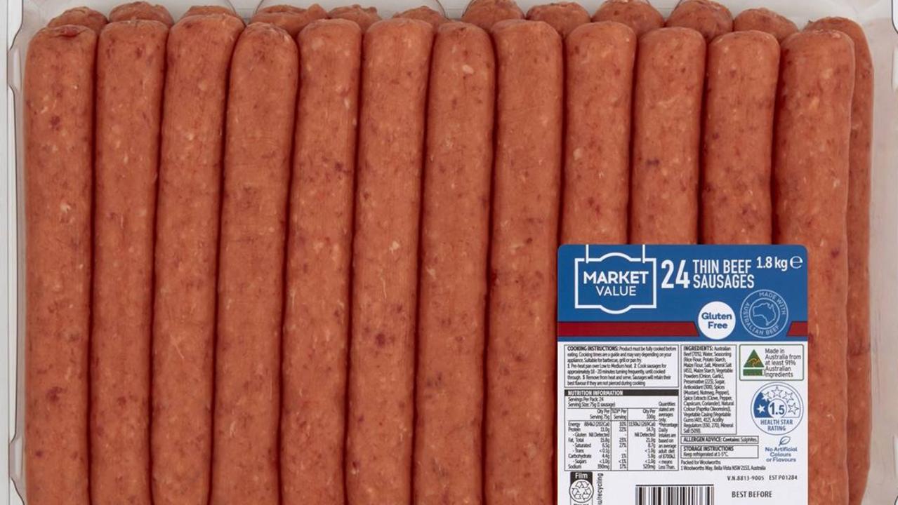 The 1.8kg pack of Market Value sausages may contain plastic.