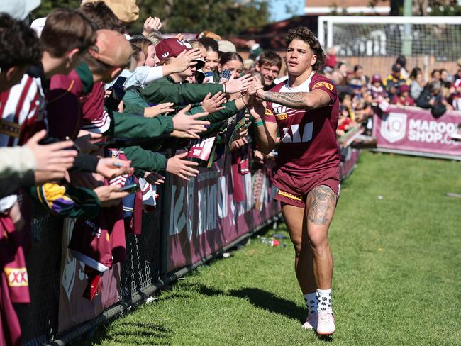Reece Walsh was the star of the show as the Maroons held a training session and fan day at Toowoomba ahead of Origin 2 in Melbourne. Picture: Adam Head