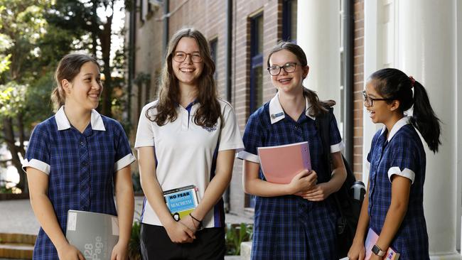 Willoughby Girls High School year 9 and 10 students Kiera Boocock, 15, Beth Uys, 15, Sophie Poole, 14, and Hannah Lau-Du, 14. Picture: Jonathan Ng