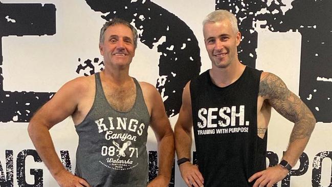 Matt Willson (right) at fitness business SESH Lucindale. Picture: Instagram/@willow7