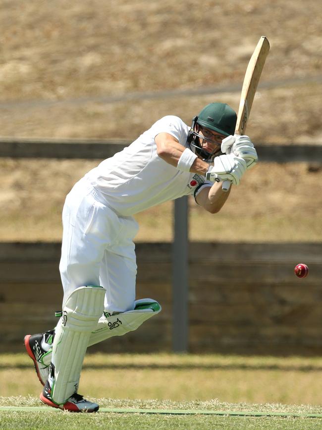 Peter Mann clips a ball through the leg side for North Eltham. Picture: Hamish Blair