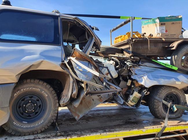 A Toyota Landcruiser involved in a single vehicle fatal crash on Barkly Highway on Saturday, August 15, 2020. Picture: Supplied