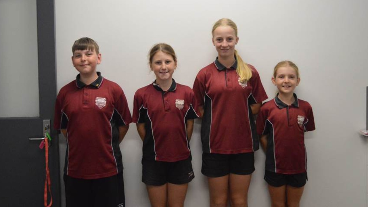 Taabinga State School captains Ethan Keenan and Madison Campbell, vice-captains Clare Petersen and Eleanor Glenny