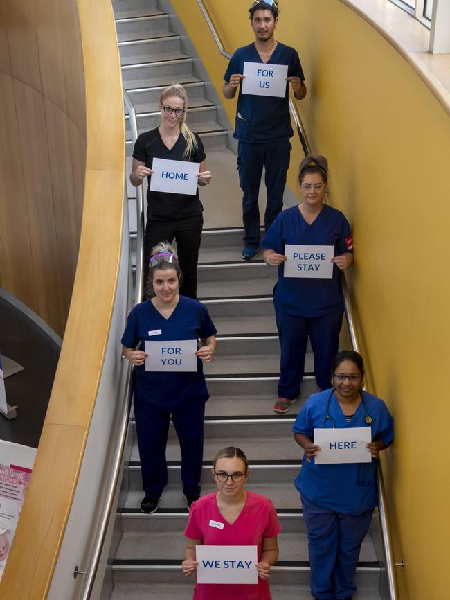 Northern Health nurses Otillo, Teneille, Jamie-Lee, Carina, Sangeetha and Cassandra. Picture: Andy Brownbill