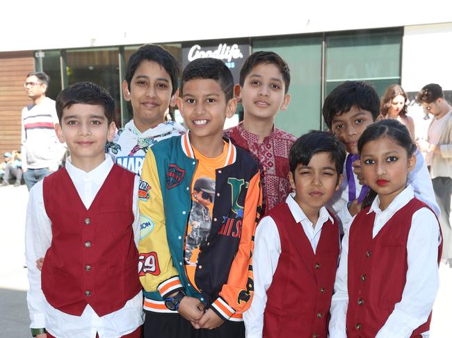 The Little Champs dance group moments after they performed at the Marvel Stadium Diwali festival. Picture: Brendan Beckett