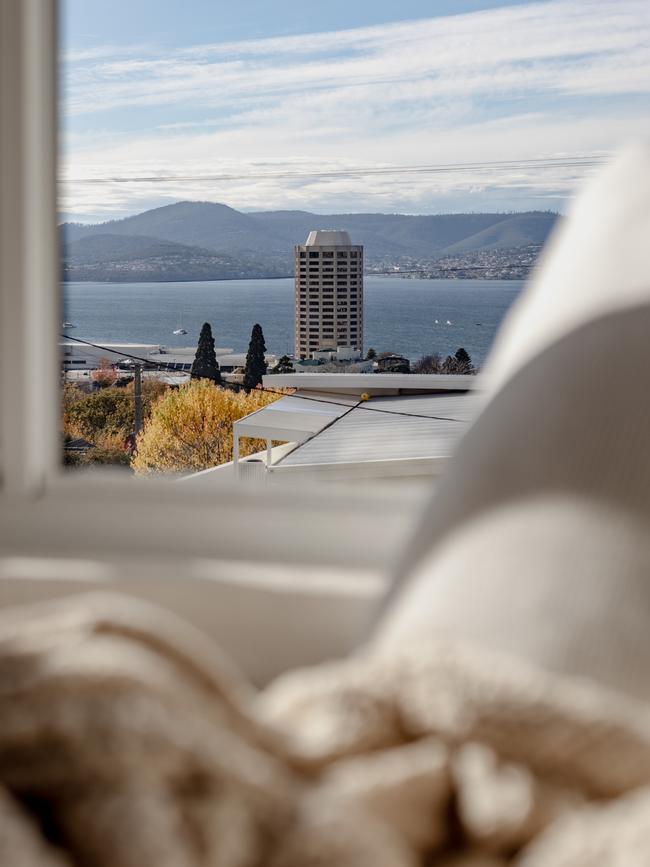 The Binney’s the second bedroom has a peaceful view down to the river and over Wrest Point. Picture: Dearna Bond