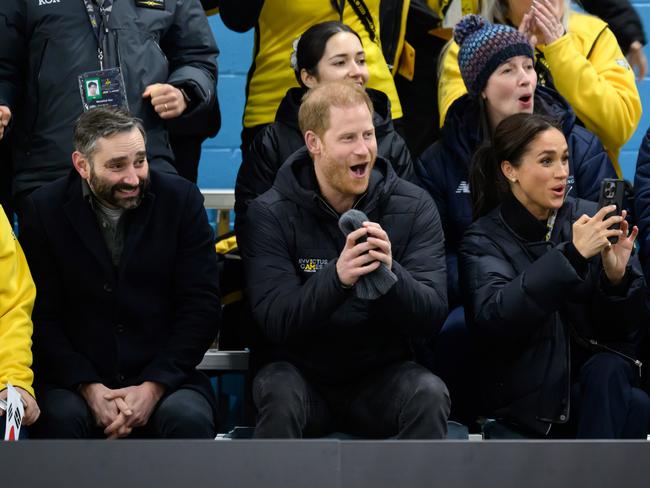 Prince Harry and Meghan Markle attend the Wheelchair Curling on day one of the 2025 Invictus Games. Picture: Karwai Tang/WireImage