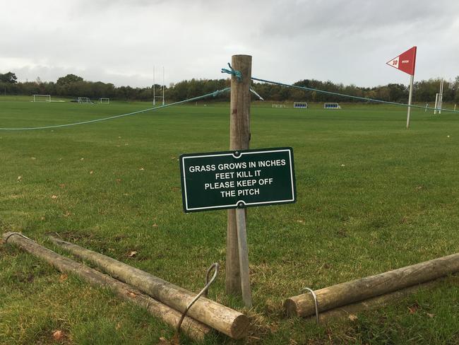 Warning on the pitches at St George’s Park.