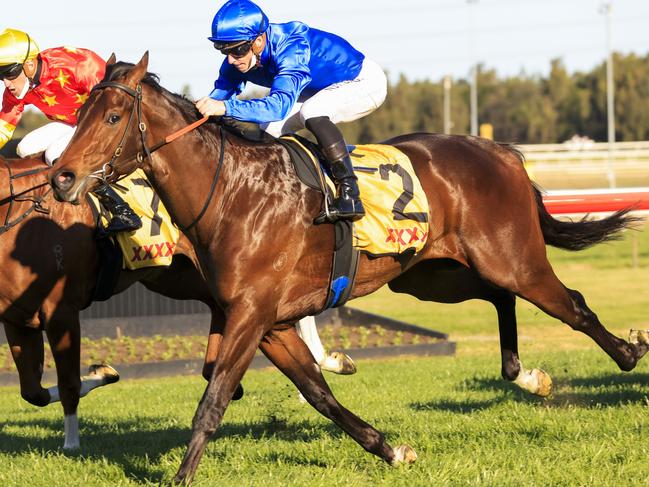 KEMBLA GRANGE, AUSTRALIA - SEPTEMBER 11: James McDonald on Anamoe wins race 8 the XXXX Run To The Rose during Sydney Racing at Kembla Grange Racecourse on September 11, 2021 in Kembla Grange, Australia. (Photo by Mark Evans/Getty Images)