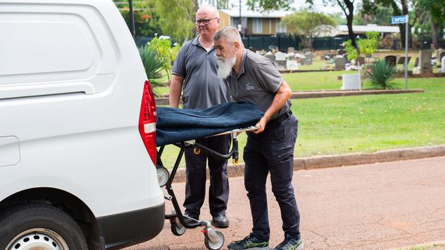 The body of the baby sent in the mail was exhumed from Darwin General Cemetery on Wednesday, with hopes a DNA match could finally uncover his identity. Picture: Pema Tamang Pakhrin