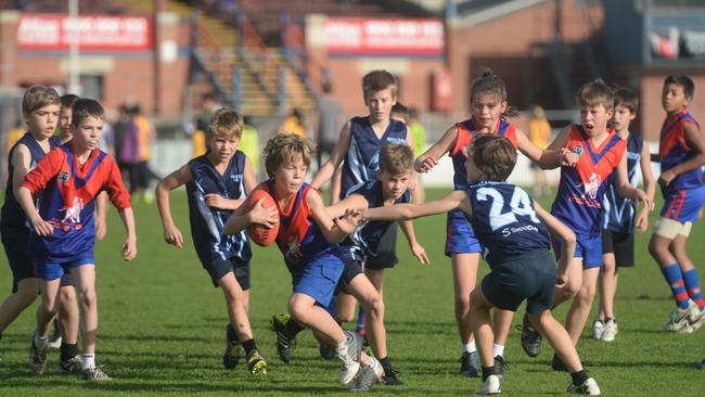 Port Melbourne Football Club Lahiff Cup at north port oval between Middle Park Primary school and Port Melbourne Primary School. Picture: Susan Windmiller