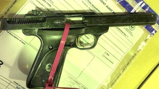 A semiautomatic handgun seized from a man linked to a bikie gang on May 4. Picture: SA Police