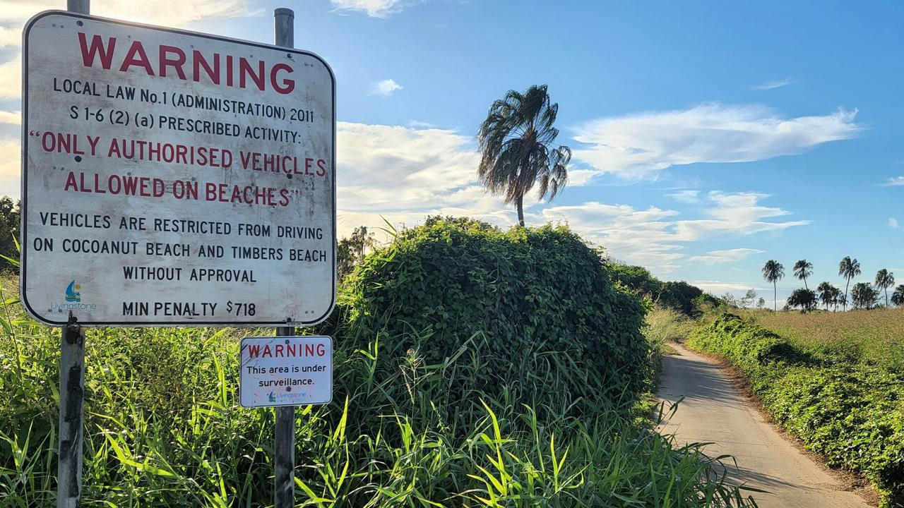 A warning sign at one of the key tracks to Timbers Beach.