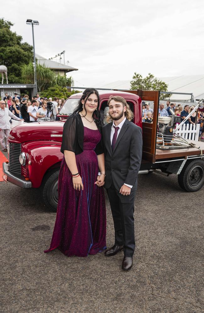 Graduate Levi Ward is partnered by Emilie Coleman at The Industry School formal at Clifford Park Racecourse, Tuesday, November 12, 2024. Picture: Kevin Farmer