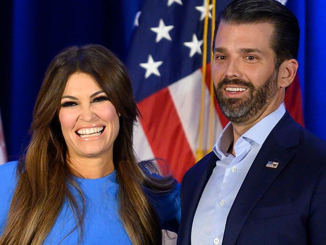 Donald Trump Jr. (R) and his girlfriend Kimberly Guilfoyle. She has tested positive for the coronavirus ahead of July 4 celebrations. Picture: AFP