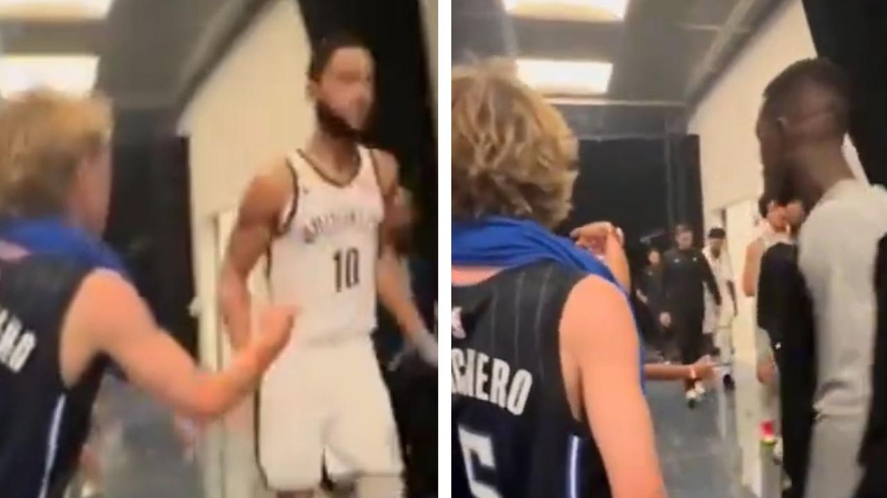 Ben Simmons' teammates confront a heckler on his behalf. Photo: Tik Tok