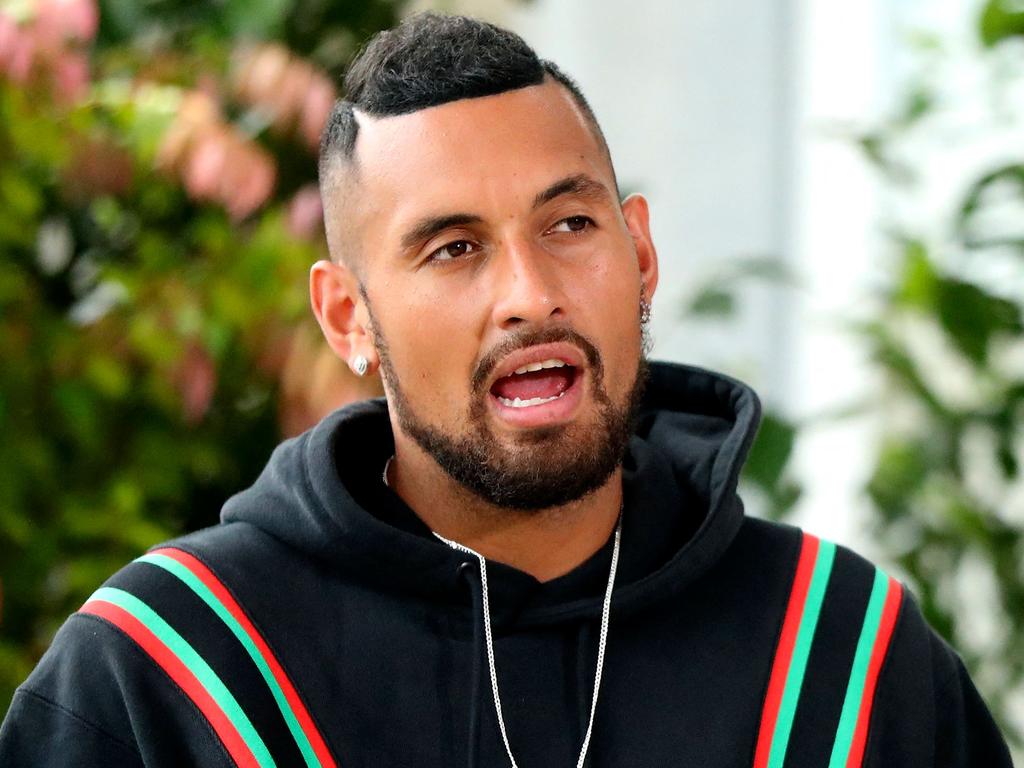 Nick Kyrgios of Australia speaks to the media during Day 8 of the 2022 ATP Cup in Sydney on January 8, 2022. (Photo by JEREMY NG / AFP) / -- IMAGE RESTRICTED TO EDITORIAL USE - STRICTLY NO COMMERCIAL USE --
