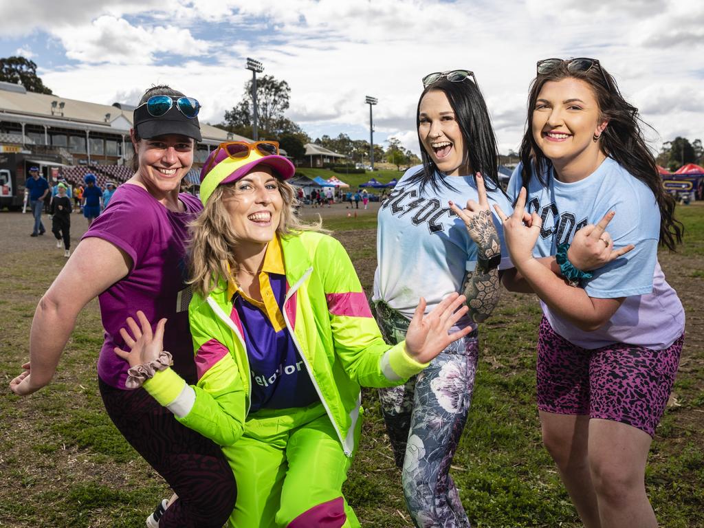 Members of the Tumorators (from left) Annie Frost, Letitia Ruwoldt, Amber Dawson and Coral Bolitho at Relay for Life at Toowoomba Showgrounds, Saturday, September 10, 2022. Picture: Kevin Farmer