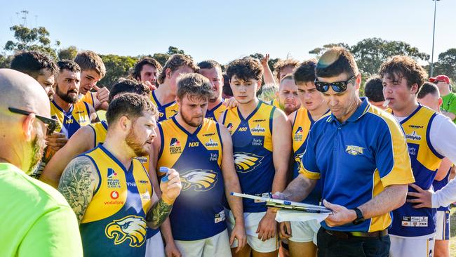 Switala coaching the Eagles a week after their 516-0 loss to Fitzroy. Picture: Brenton Edwards