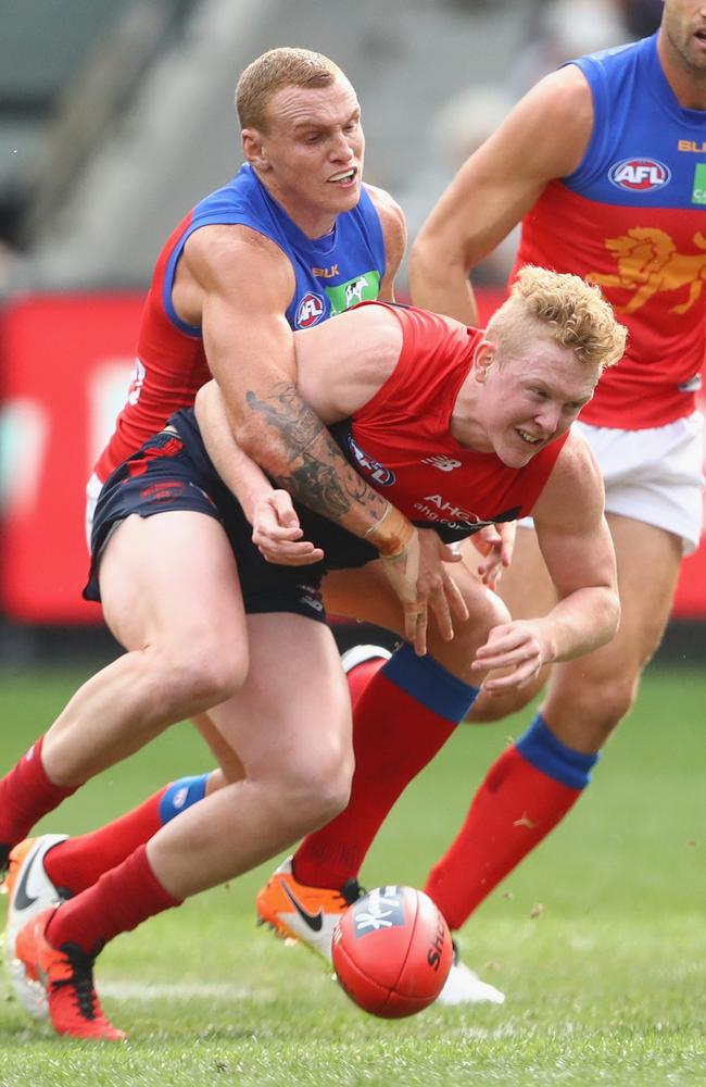 Clayton Oliver played sore against the Lions. Picture: Getty Images