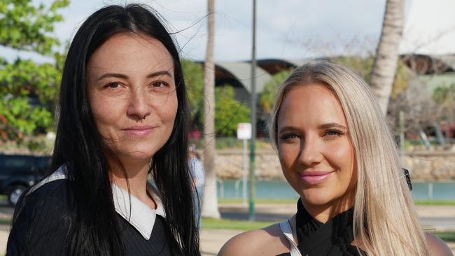 Nadia Christiansen and Laura Tindale before the Battle on the Reef boxing at Townsville Entertainment and Convention Centre on October 8. Picture: Blair Jackson