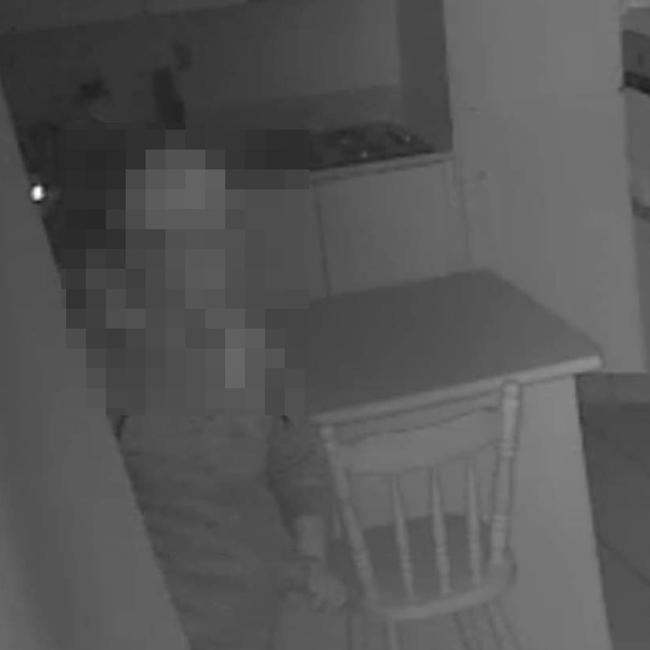 A CCTV image of a break-in at an Acacia Grove unit.